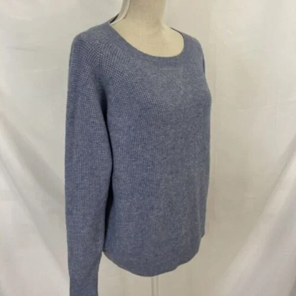 J. Crew Waffle Crewneck Sweater Large Supersoft Yarn Alpaca AU299 Oversized - Picture 4 of 7